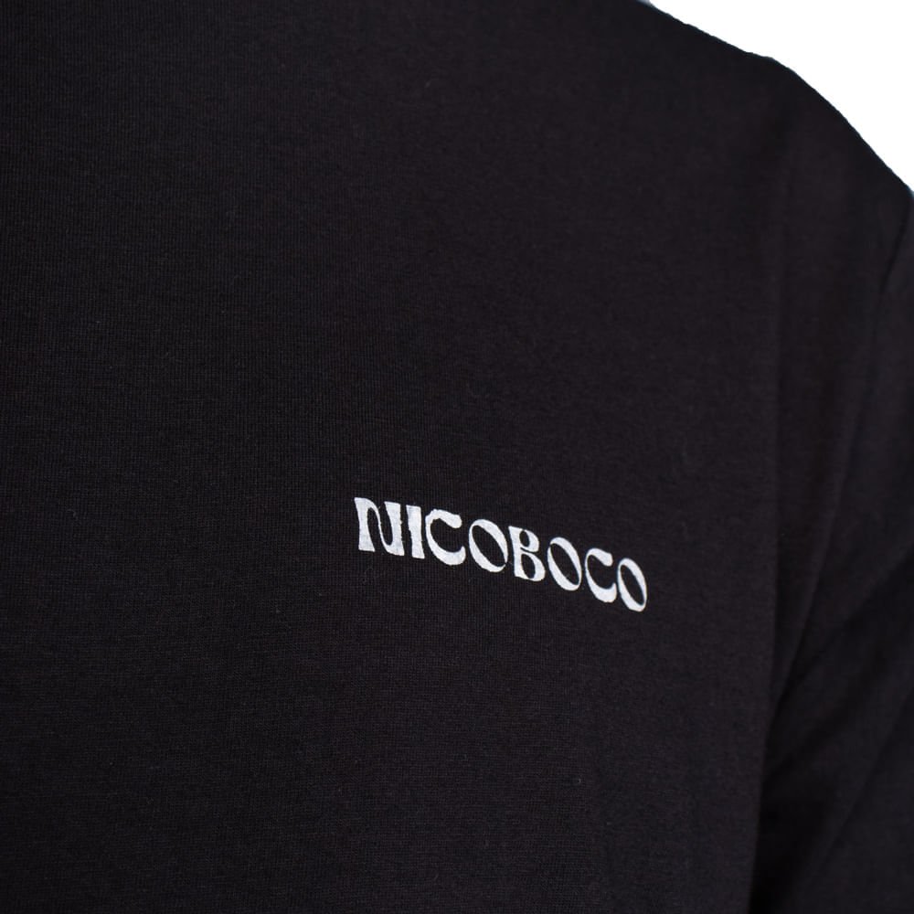 Camiseta Masculina Nicoboco Surf Logo Estampado Preto/Branco Preto 3