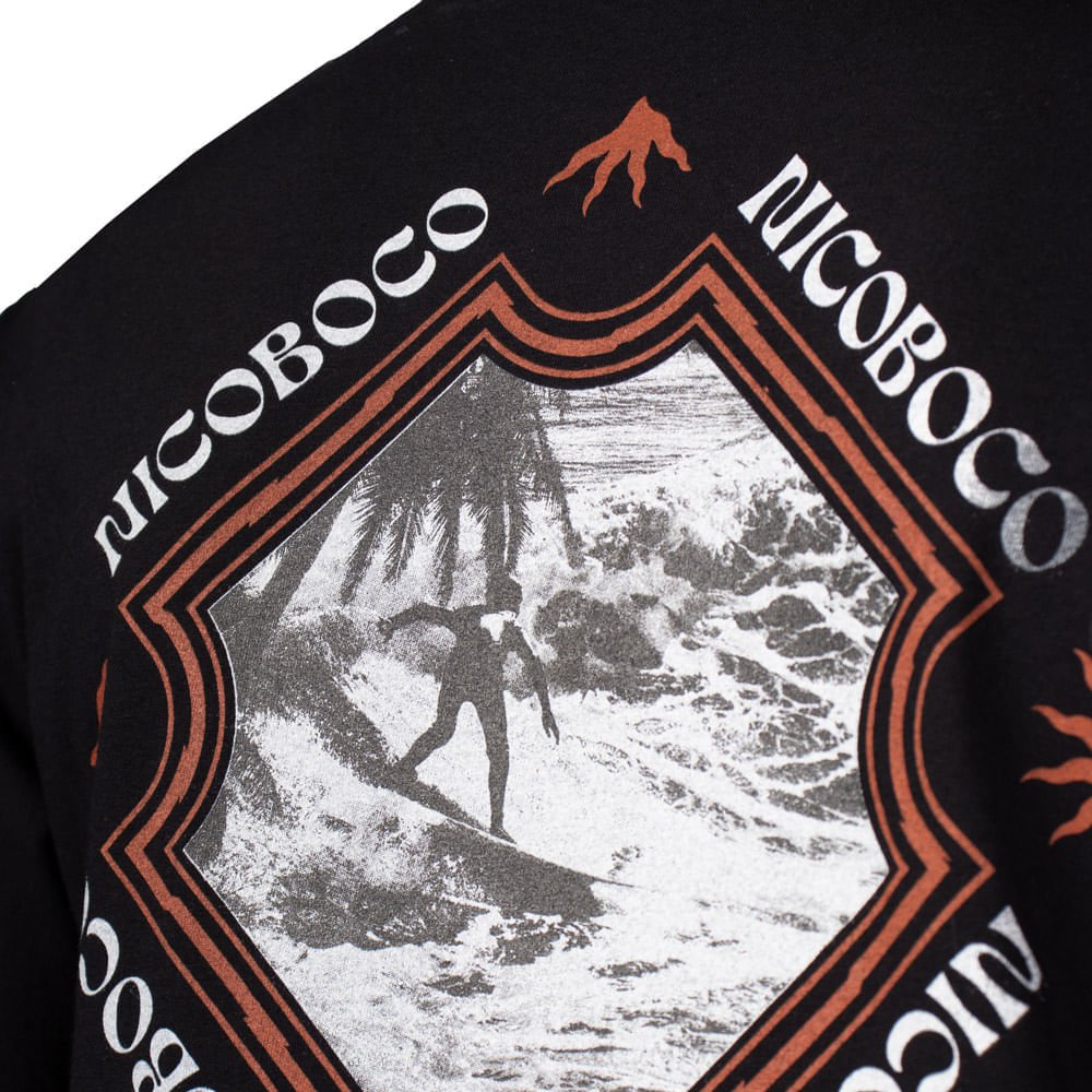 Camiseta Masculina Nicoboco Surf Logo Estampado Preto/Branco Preto 4
