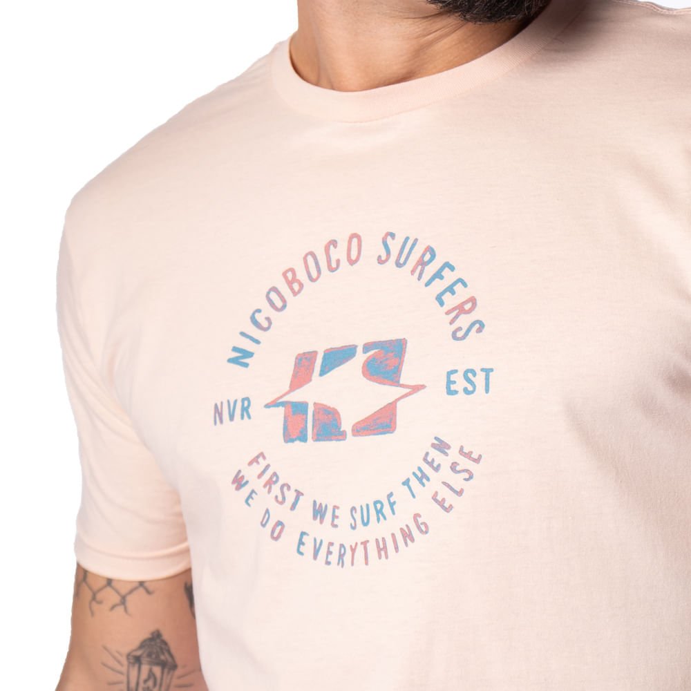 Camiseta Masculina Nicoboco Estampa Circular Rose Bege 3