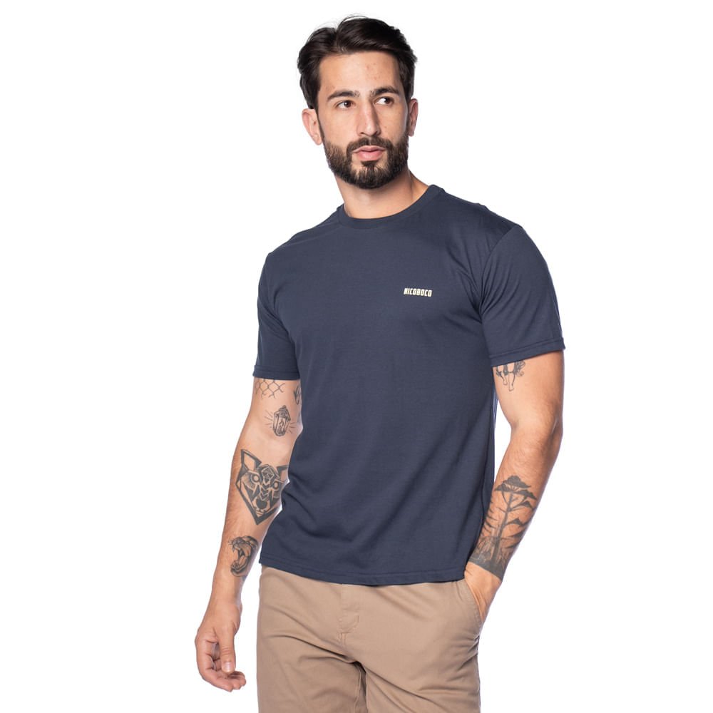 Camiseta Masculina Nicoboco Logo Frontal Marinho