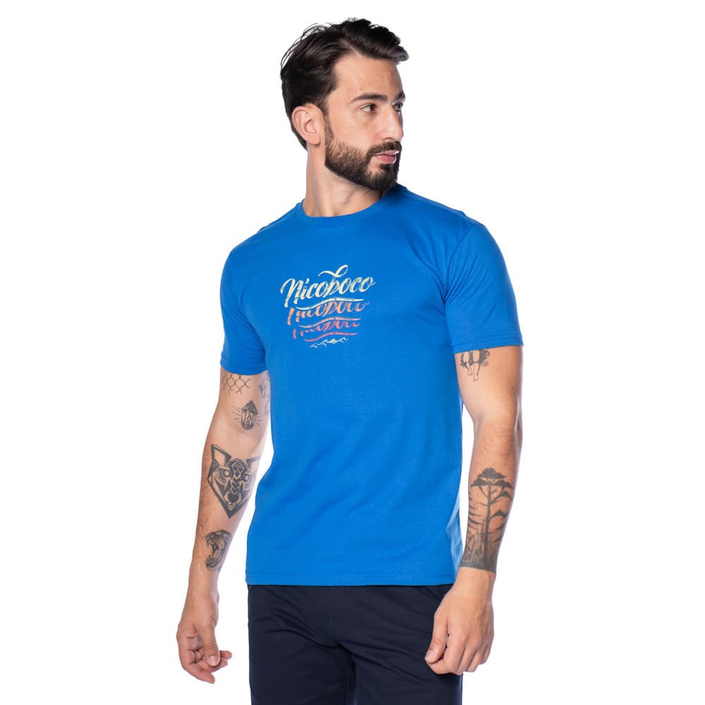 Camiseta Masculina Nicoboco Estampada Azul