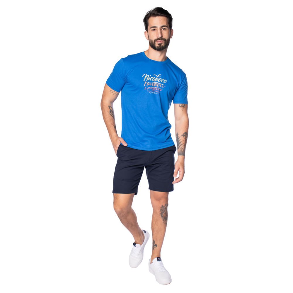 Camiseta Masculina Nicoboco Estampada Azul Azul 4