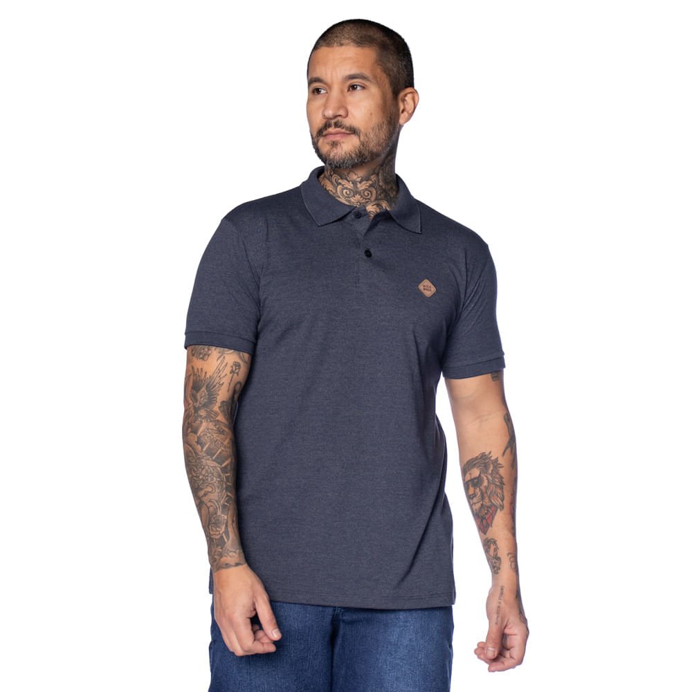 Camisa Polo Masculina Nicoboco Slim Manga Curta Marinho