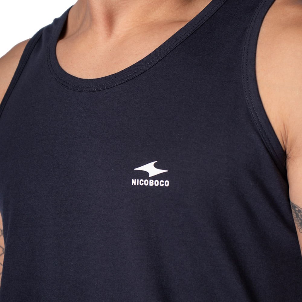Regata Masculina Nicoboco Logo Relevo Branco/Marinho Branco/Marinho 3