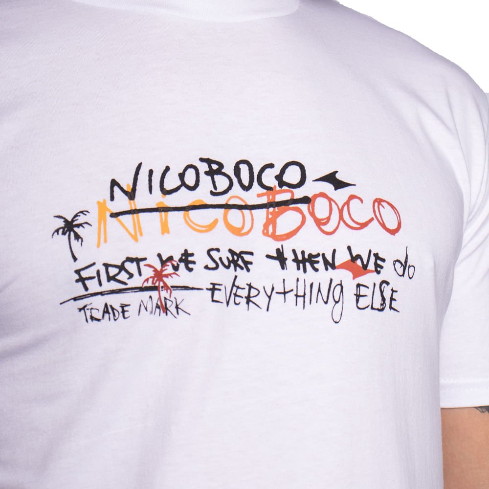Camiseta Masculina Nicoboco Estampa Street Surf Branco Branco 3