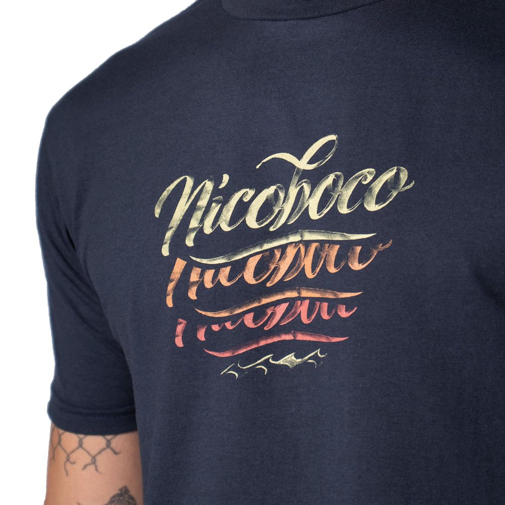 Camiseta Masculina Nicoboco Estampa Aquarela Marinho Marinho 3