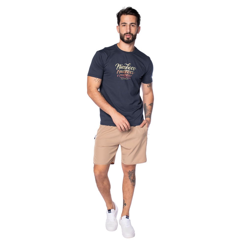 Camiseta Masculina Nicoboco Estampa Aquarela Marinho Marinho 4