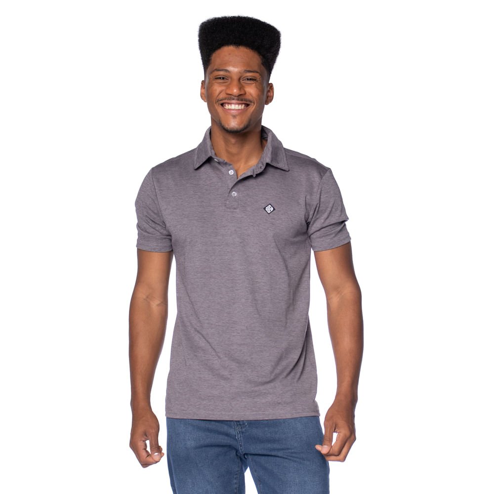 Camisa Polo Masculina Nicoboco Slim Fit Cinza Mescla