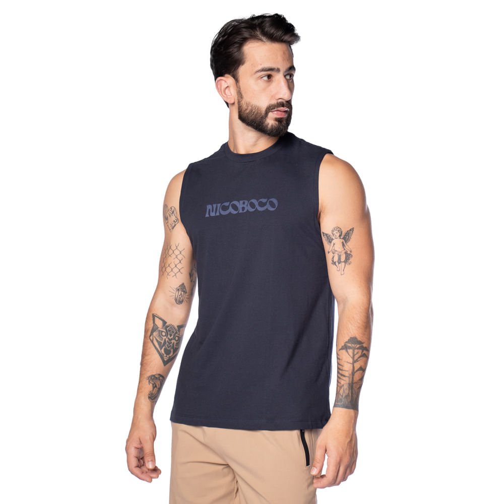 Regata Masculina Nicoboco Logo Marinho