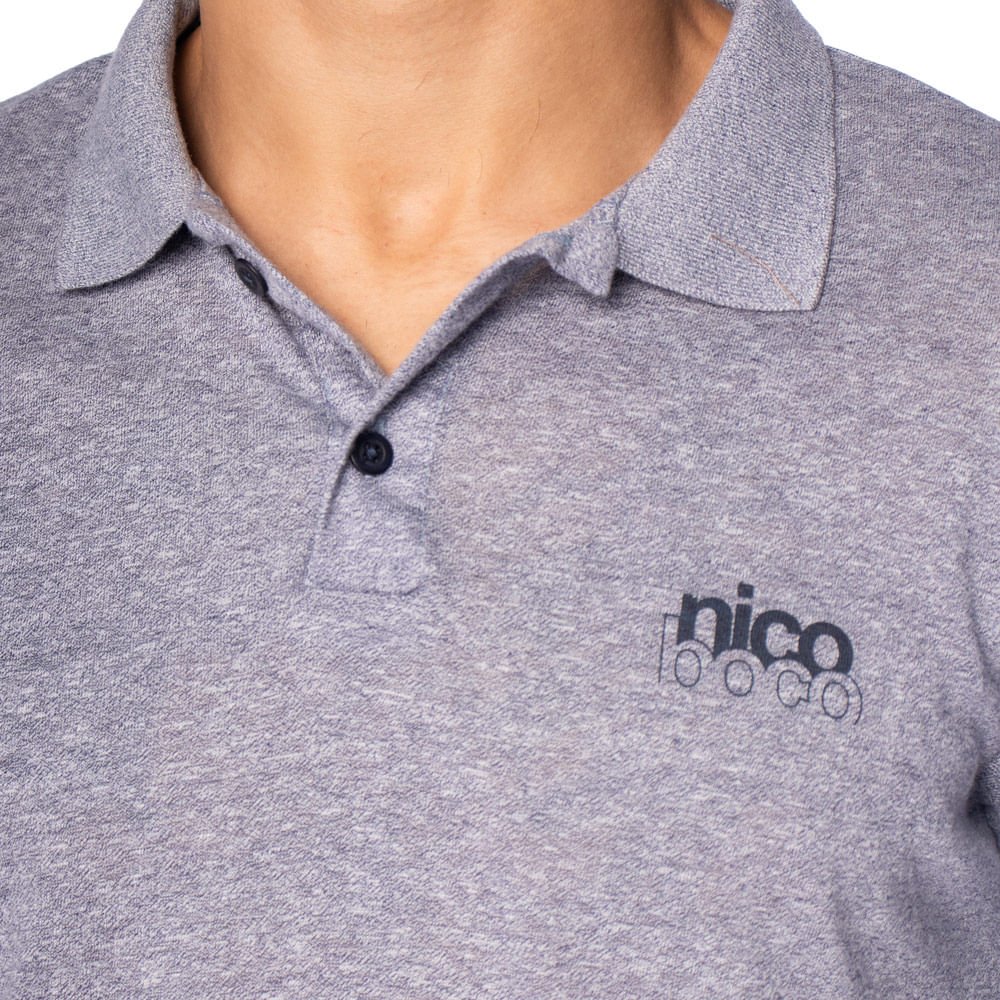 Camisa Polo Masculina Nicoboco Slim Fit Logo Cinza Cinza 3