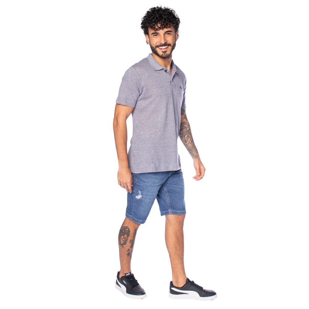 Camisa Polo Masculina Nicoboco Slim Fit Logo Cinza Cinza 4