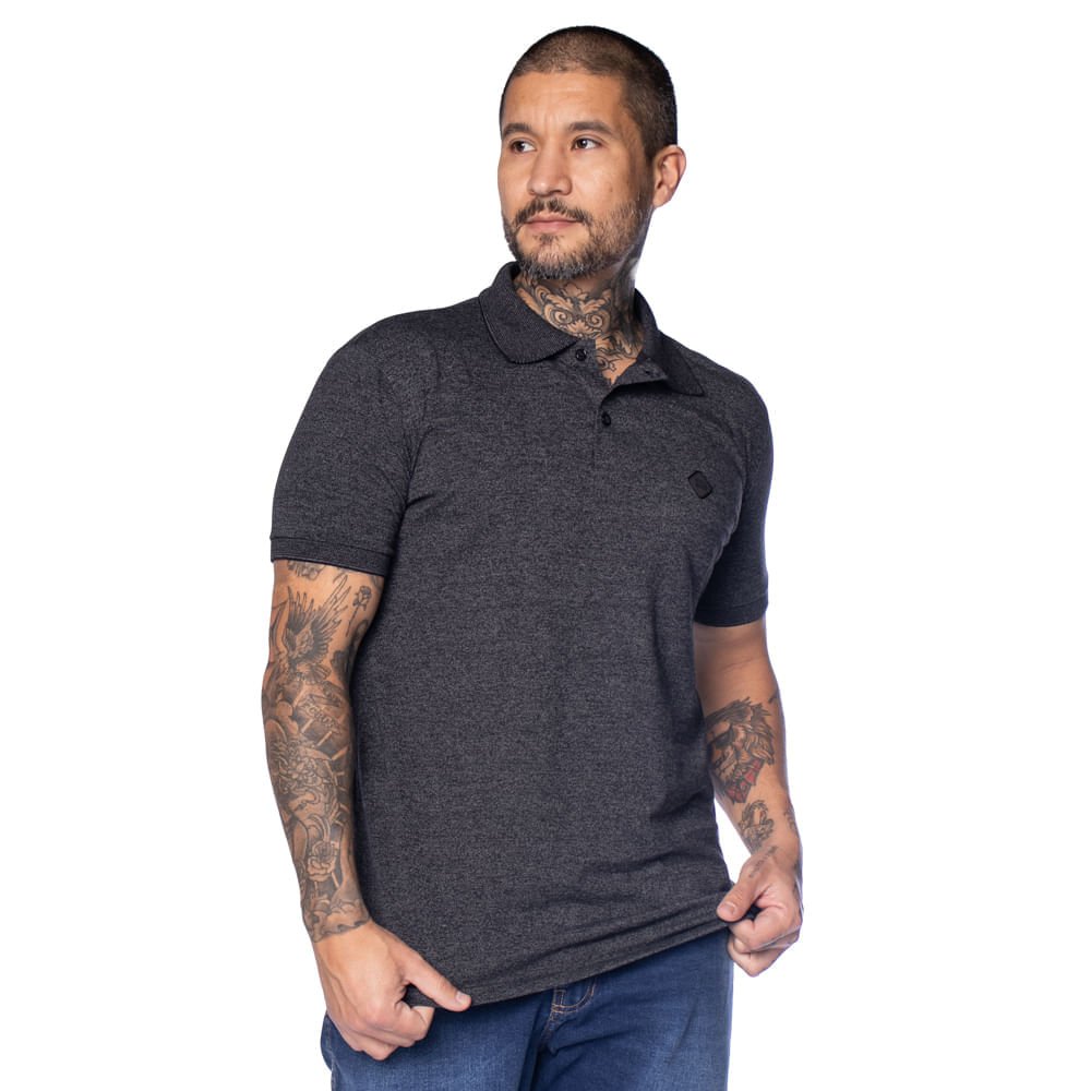 Camisa Polo Masculina Nicoboco Slim Manga Curta Preto