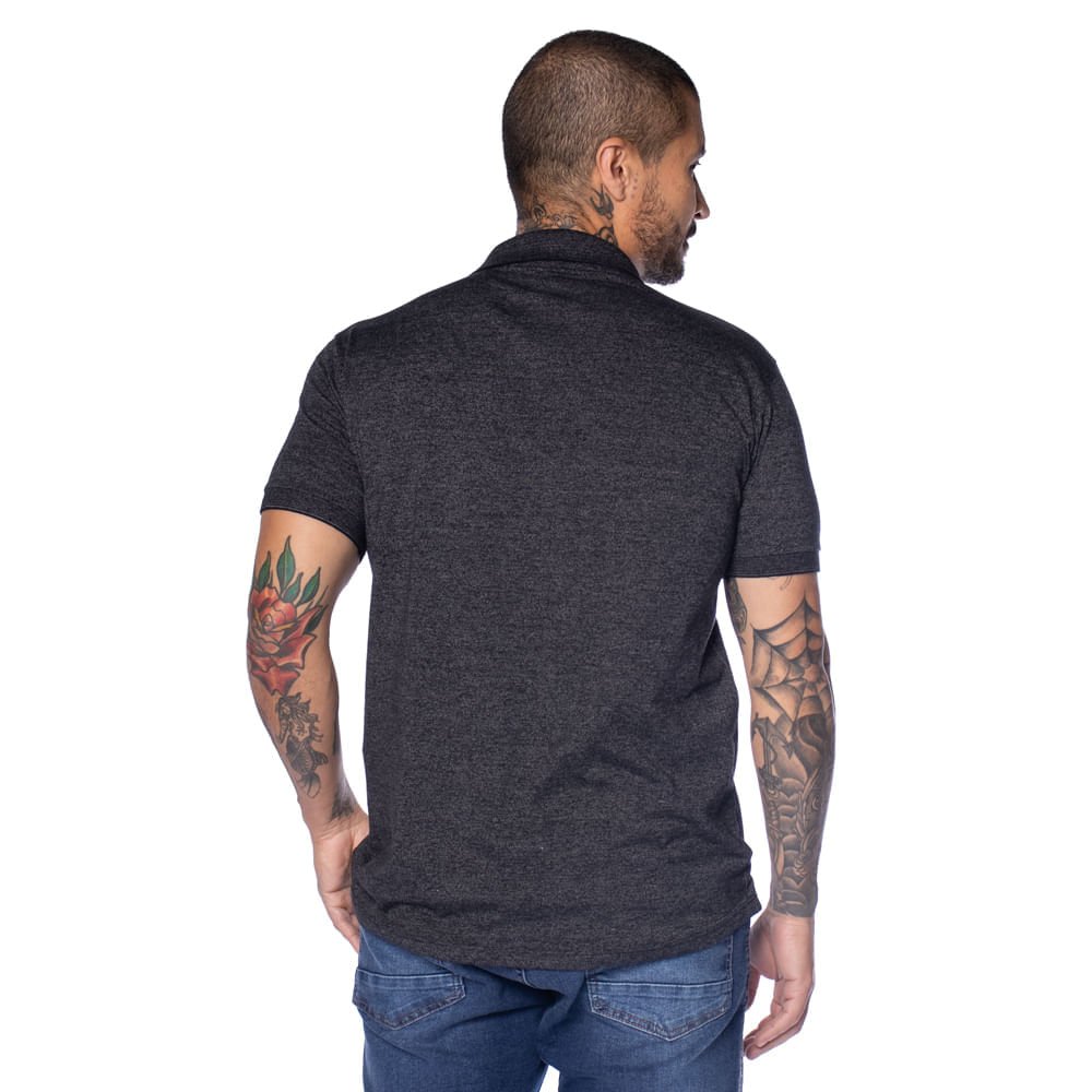 Camisa Polo Masculina Nicoboco Slim Manga Curta Preto Cinza 2