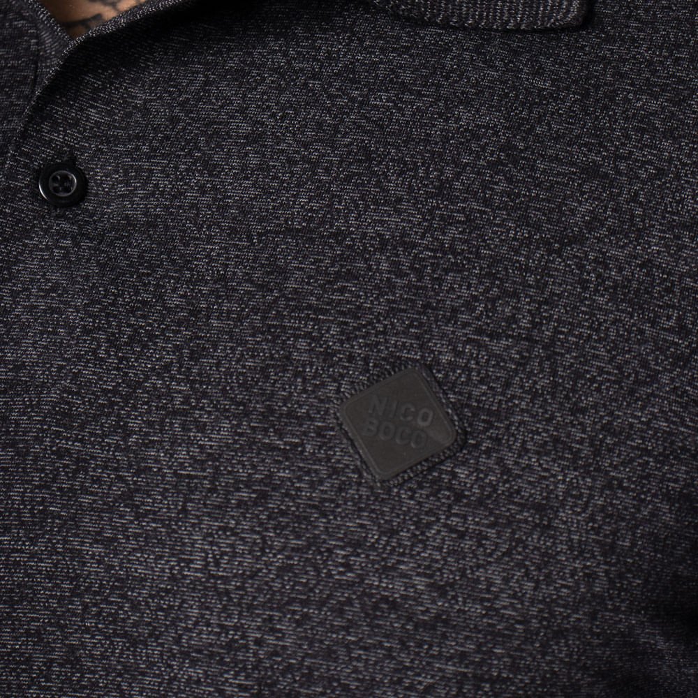 Camisa Polo Masculina Nicoboco Slim Manga Curta Preto Cinza 3