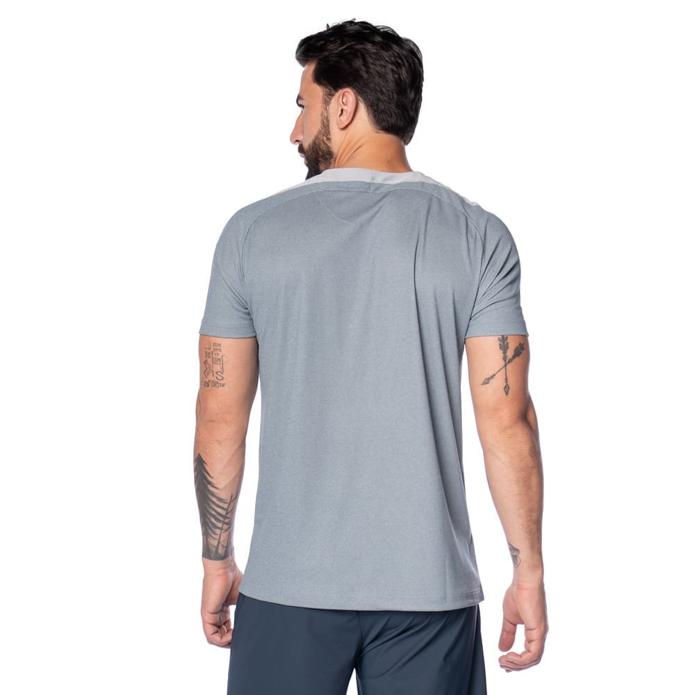Camiseta Masculina Nicoboco Slim Fit Detalhe Ombros Verde Cinza 2