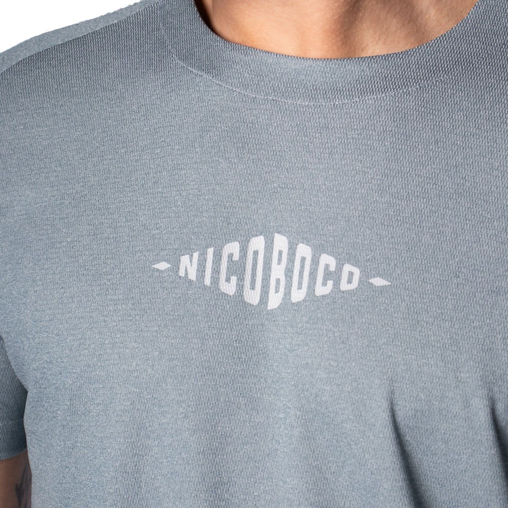 Camiseta Masculina Nicoboco Slim Fit Detalhe Ombros Verde Cinza 3