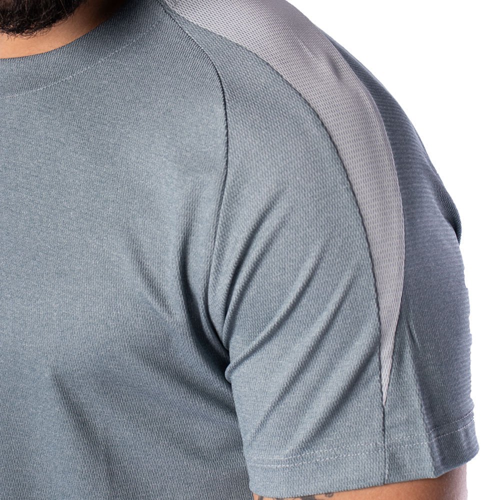 Camiseta Masculina Nicoboco Slim Fit Detalhe Ombros Verde Cinza 4