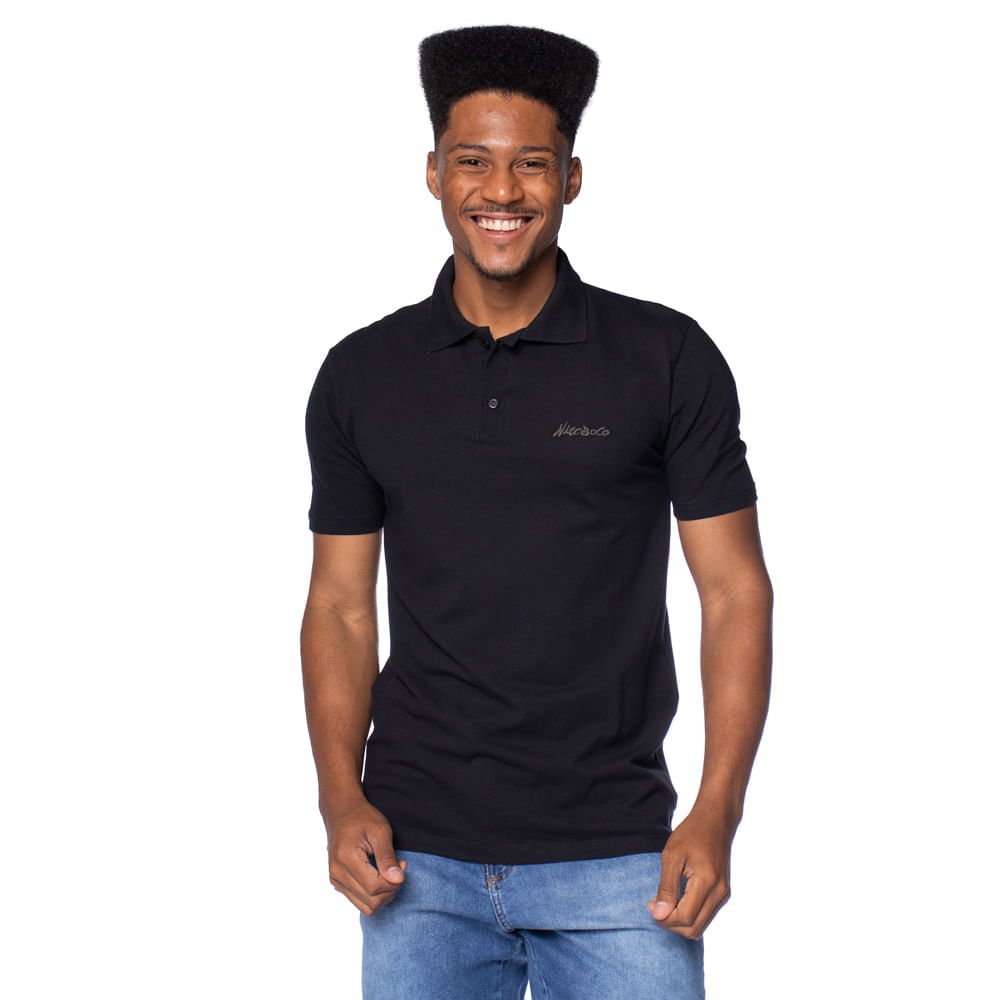Camisa Polo Masculina Nicoboco Slim Fit Preto