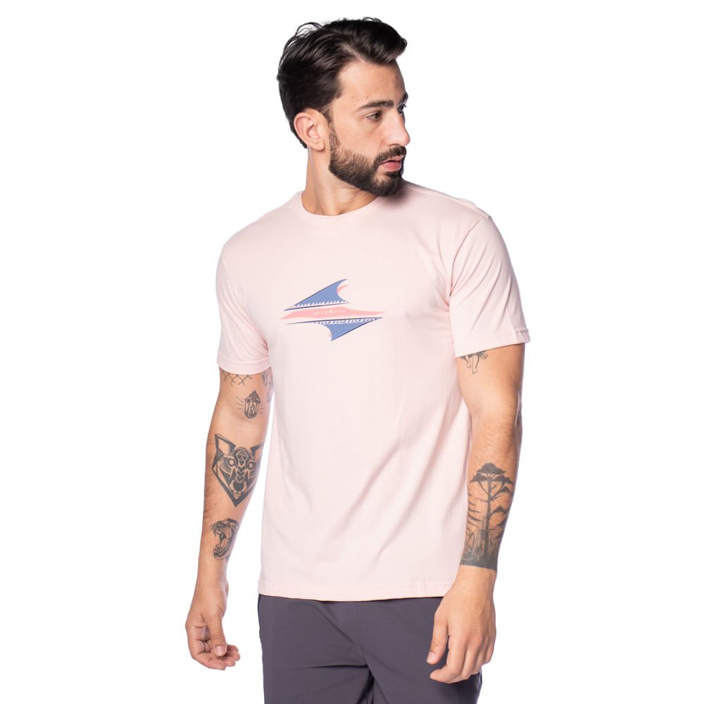 Camiseta Masculina Nicoboco Estampa Ondas Rosa