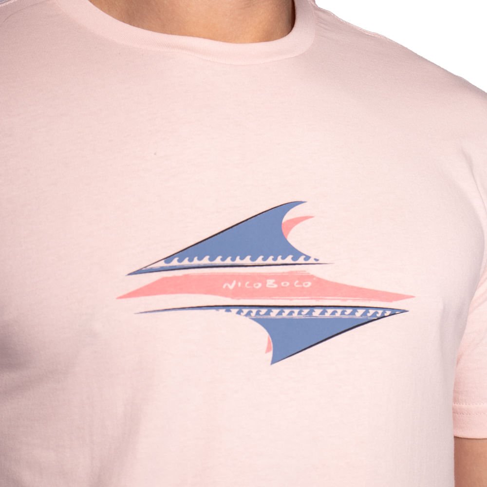 Camiseta Masculina Nicoboco Estampa Ondas Rosa Rosa 3