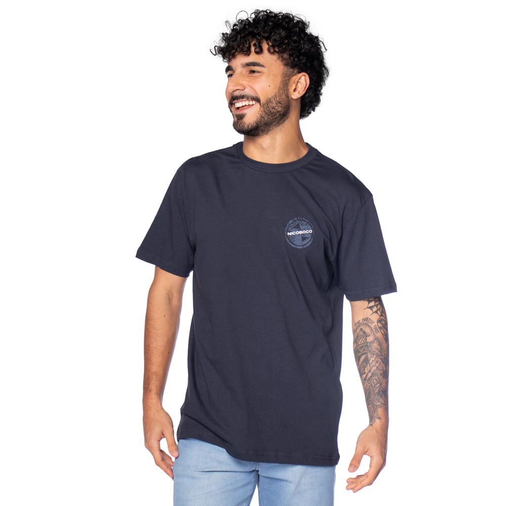 Camiseta Masculina Nicoboco Estampa Circular Marinho