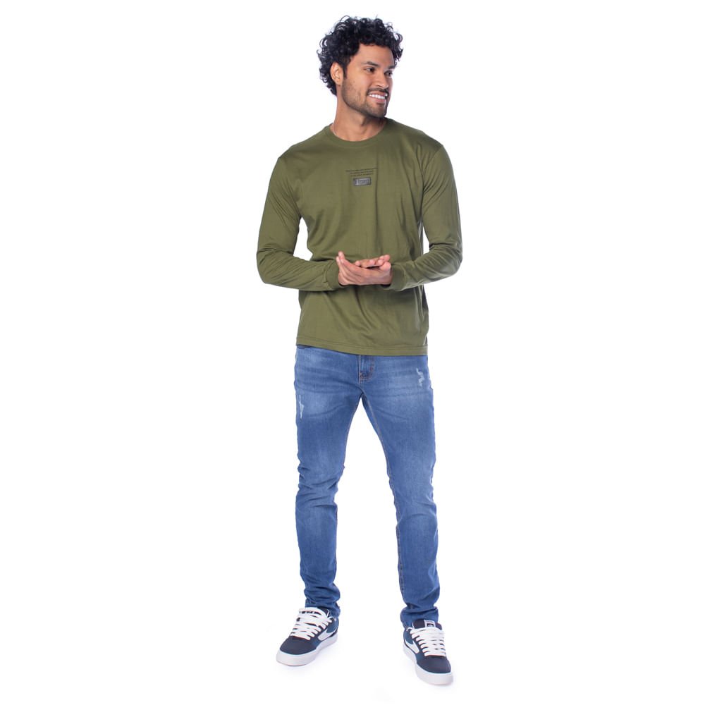 Camiseta Masculina Over Surf Manga Longa Logo Verde Verde Escuro 4