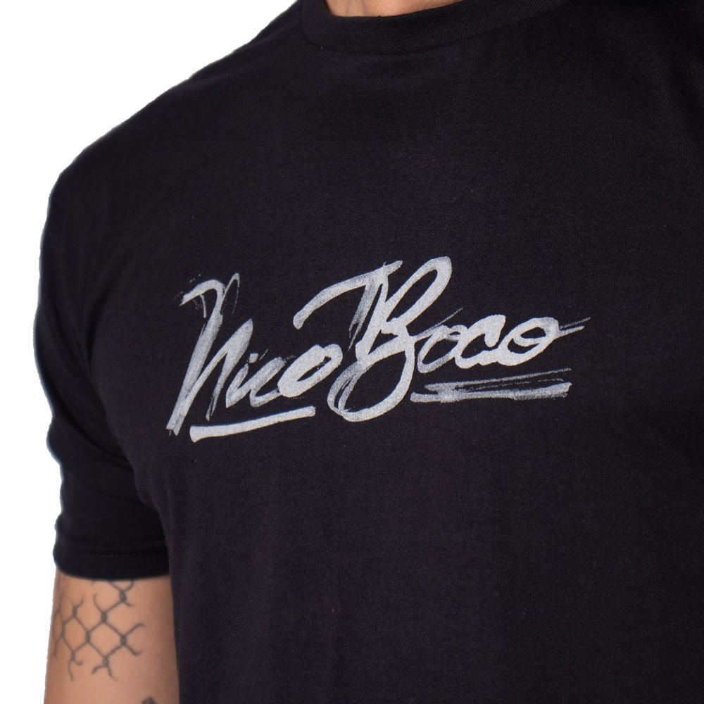 Camiseta Masculina Nicoboco Estampa Aquarela Preto/Cinza Preto/Cinza 3