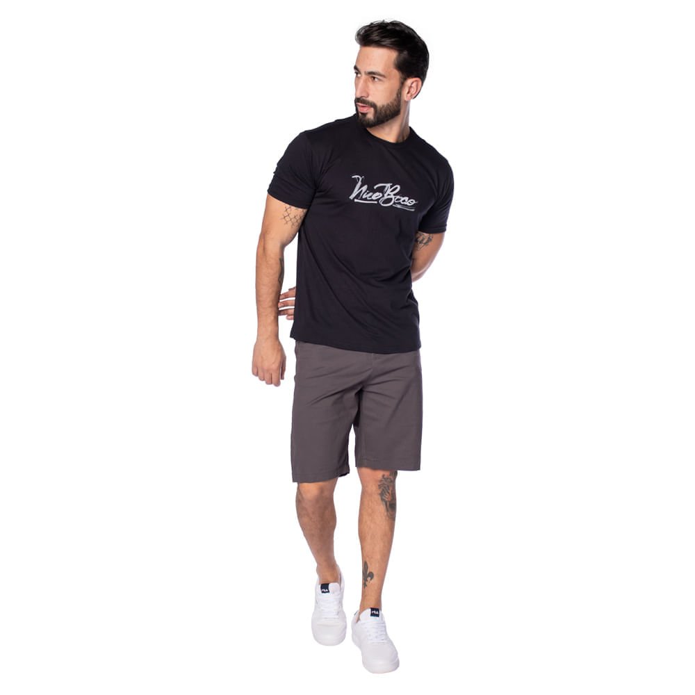 Camiseta Masculina Nicoboco Estampa Aquarela Preto/Cinza Preto/Cinza 4
