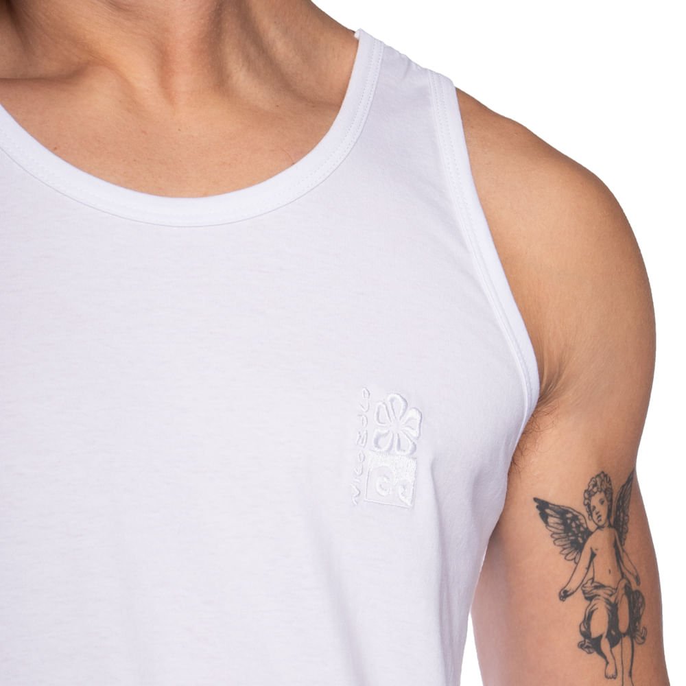 Regata Masculina Nicoboco Logo Bordado Branco Branco 3