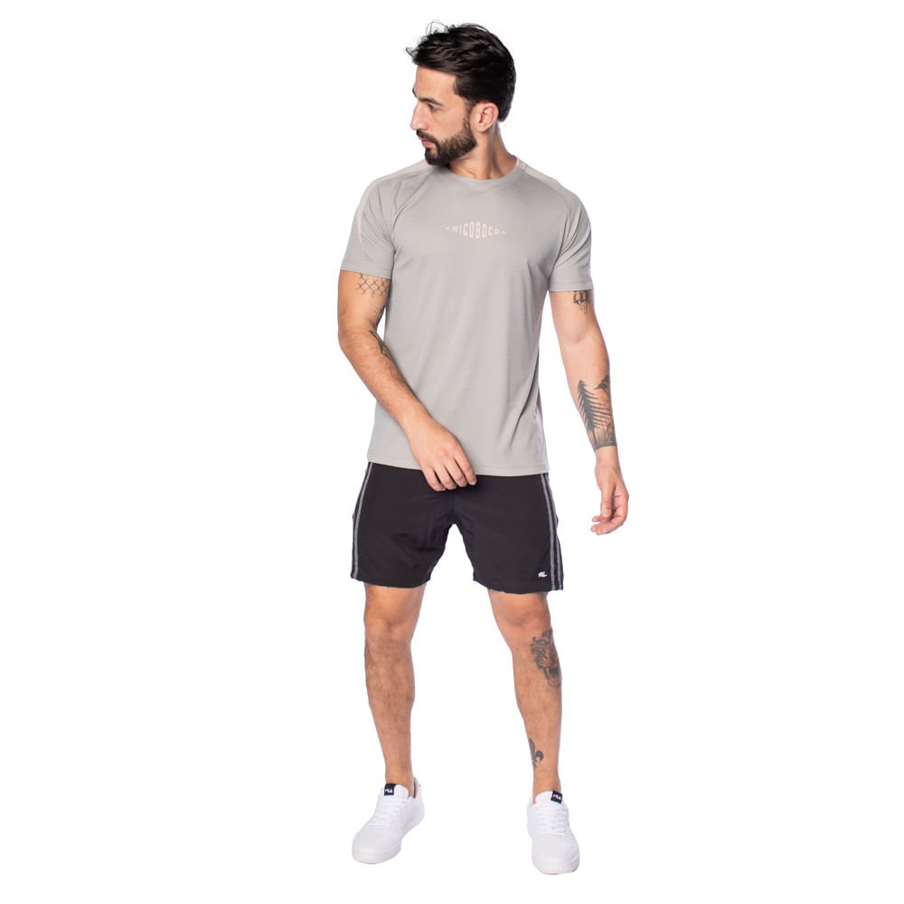 Camiseta Masculina Nicoboco Slim Fit Detalhe Ombros Caqui Caqui 5