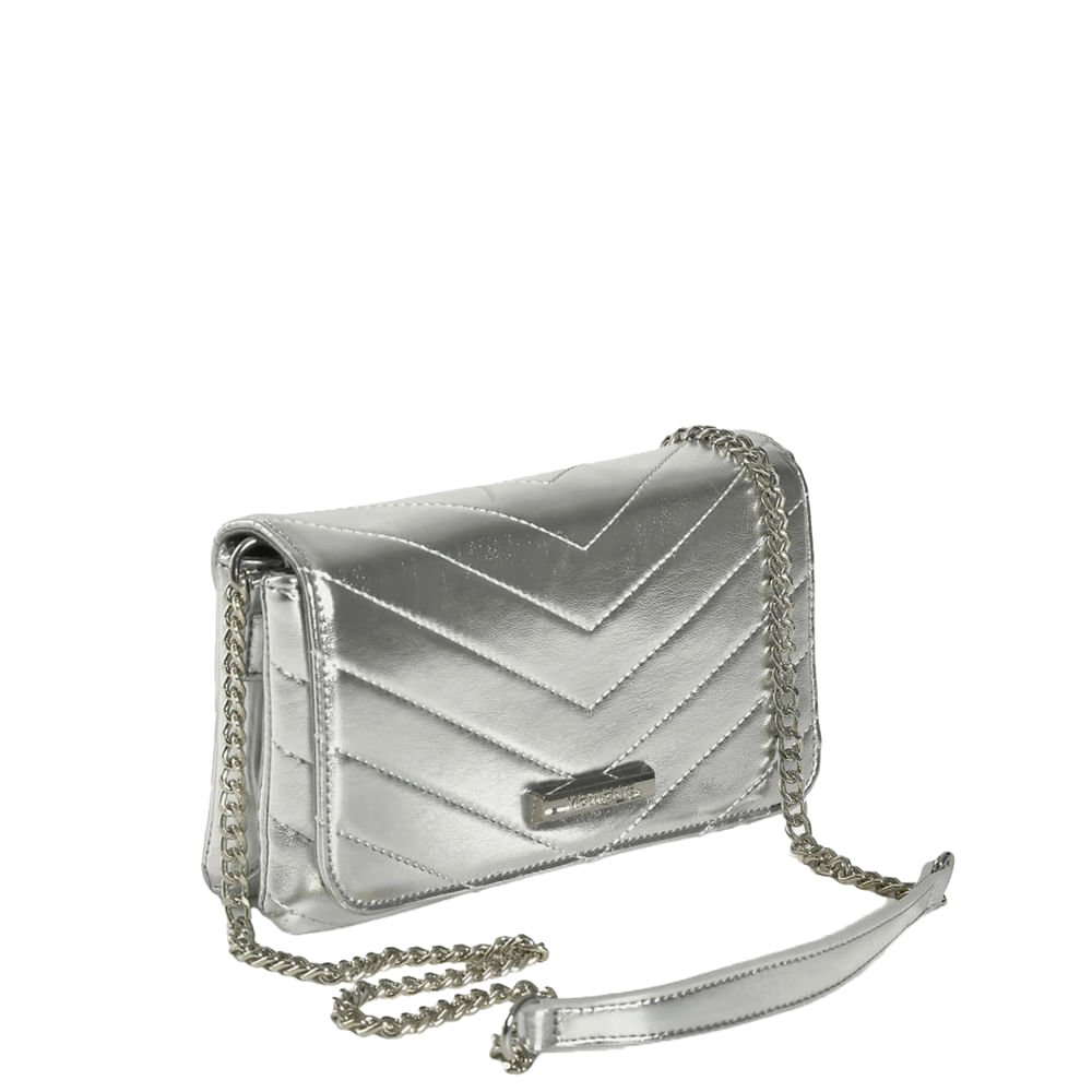 Bolsa Feminina Via Marte Transversal Pequena Prata Prata 2
