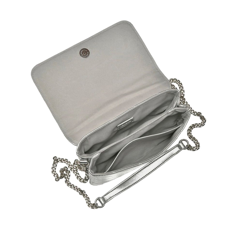 Bolsa Feminina Via Marte Transversal Pequena Prata Prata 4