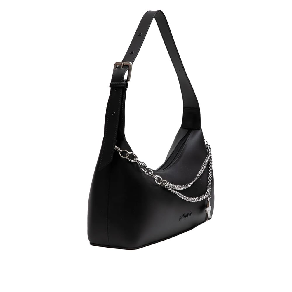 Bolsa Feminina Petite Jolie Baguete Média Preta Preto 2