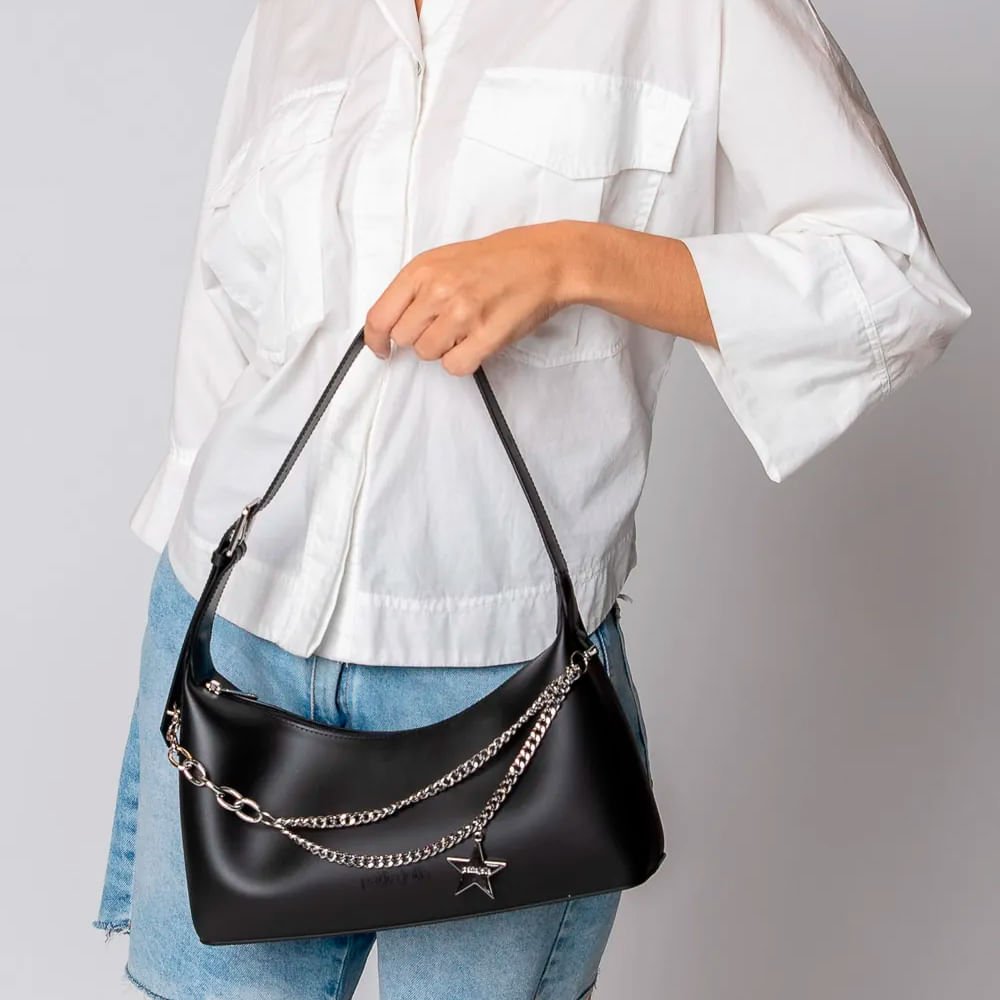 Bolsa Feminina Petite Jolie Baguete Média Preta Preto 4