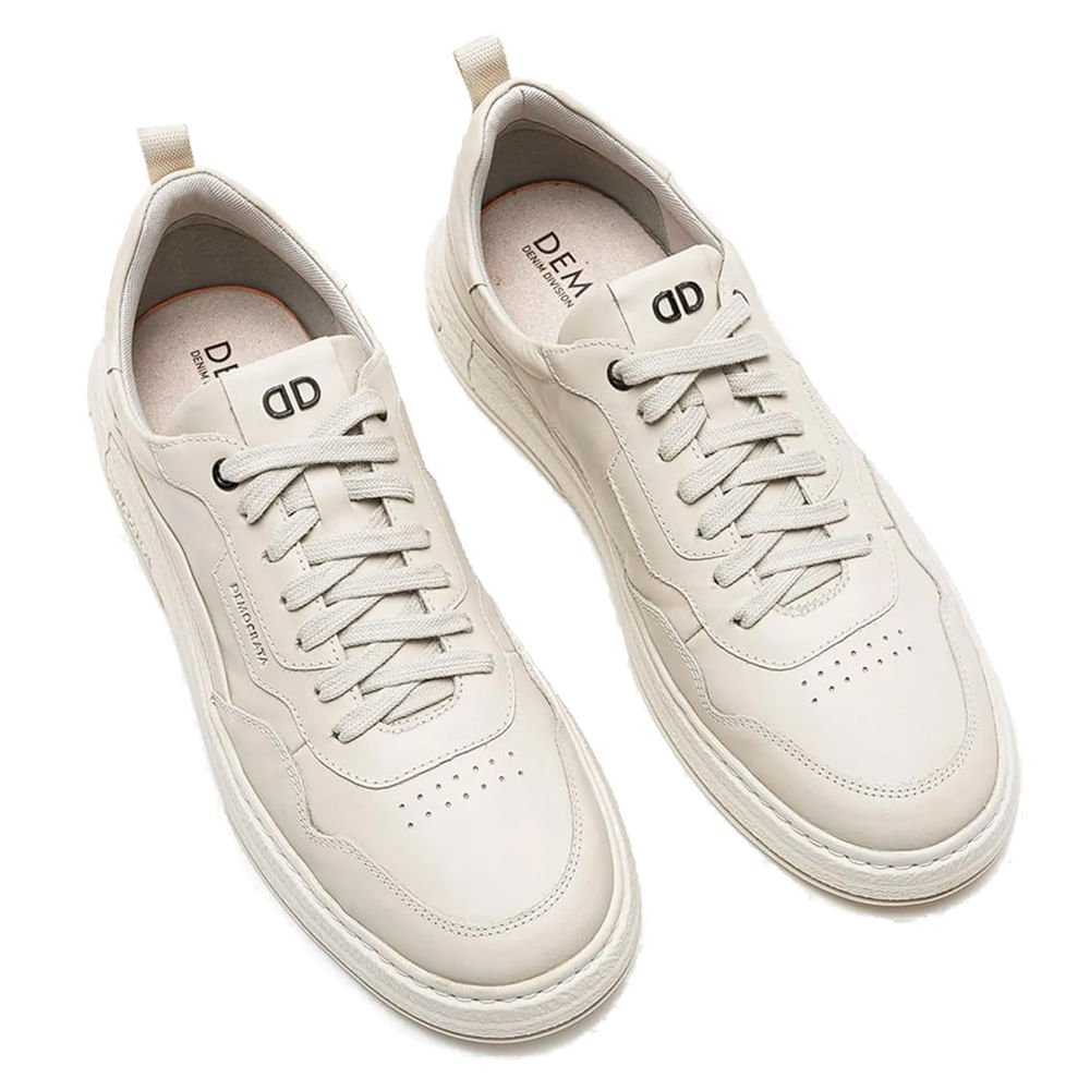 Sapatênis Masculino Democrata Jake Couro Creme Creme 3