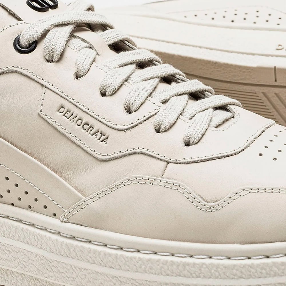 Sapatênis Masculino Democrata Jake Couro Creme Creme 4
