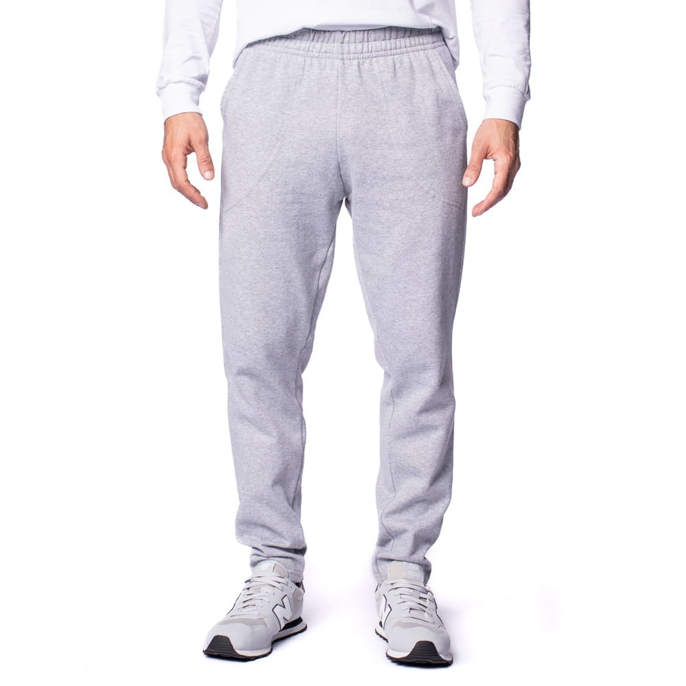 Calça Masculina Desayner Moletom Básica Reta Cinza