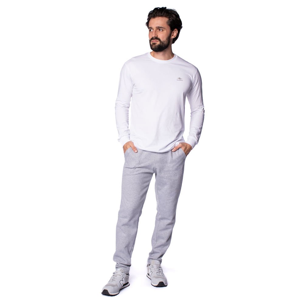Calça Masculina Desayner Moletom Básica Reta Cinza Cinza 4