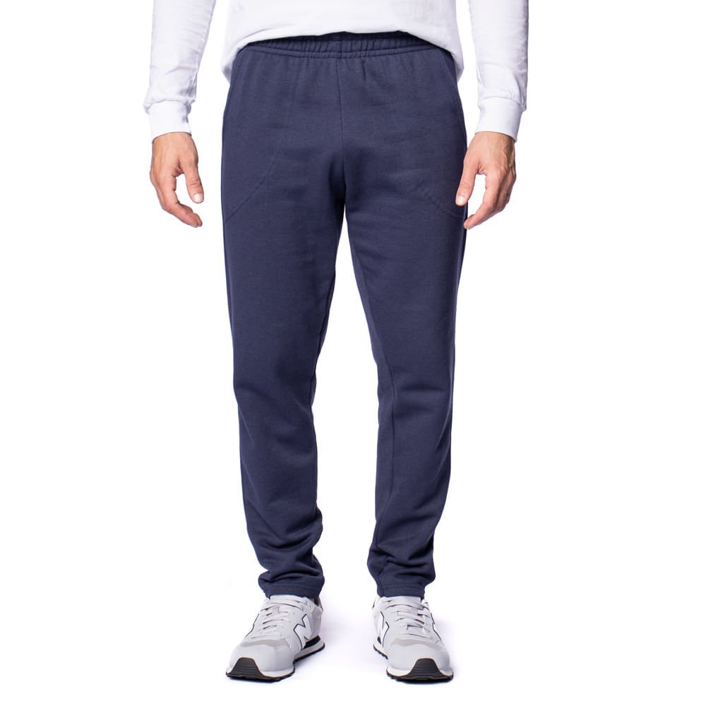 Calça Masculina Desayner Moletom Básica Reta Marinho