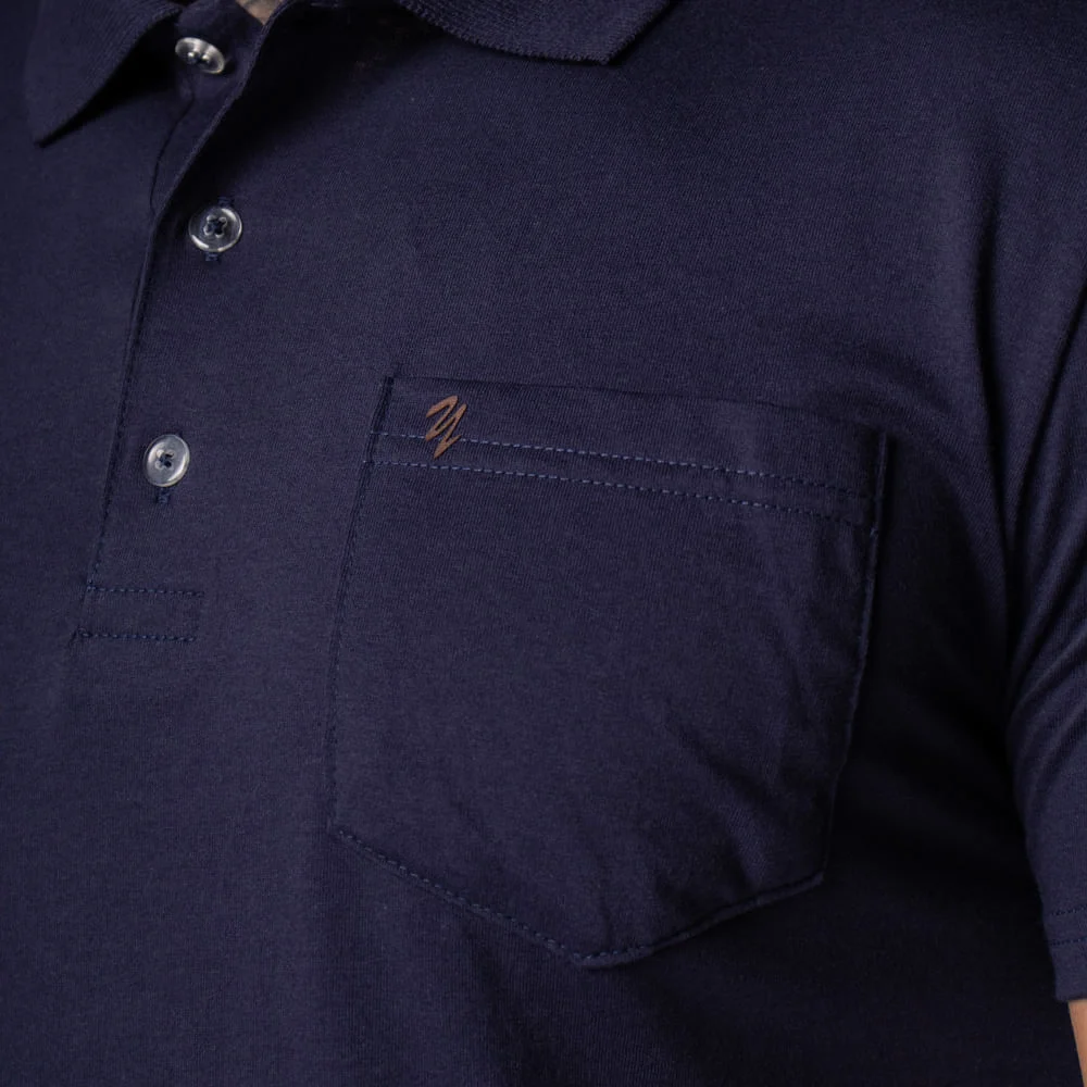Camisa Polo Masculina Desayner Slim Lisa com Bolso Marinho Marinho 4