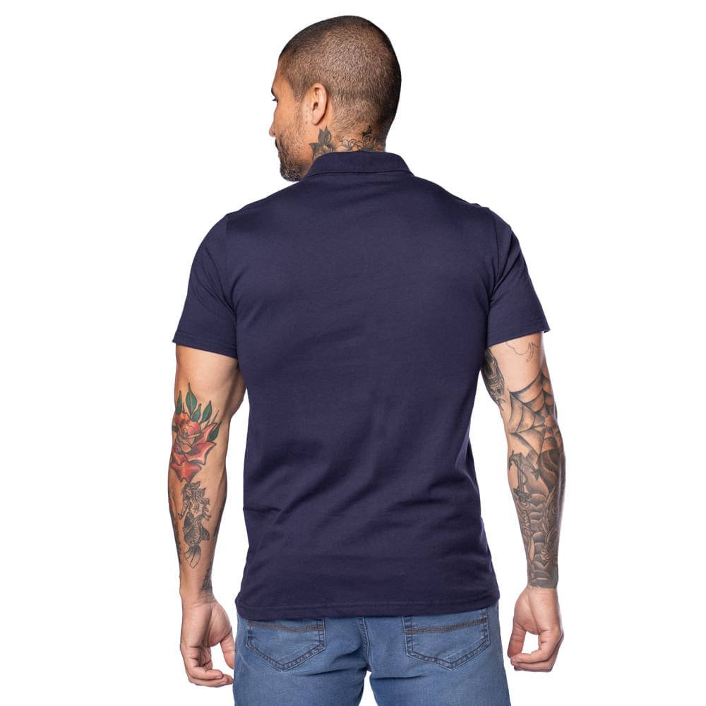 Camisa Polo Masculina Desayner Slim Lisa com Bolso Marinho Marinho 2