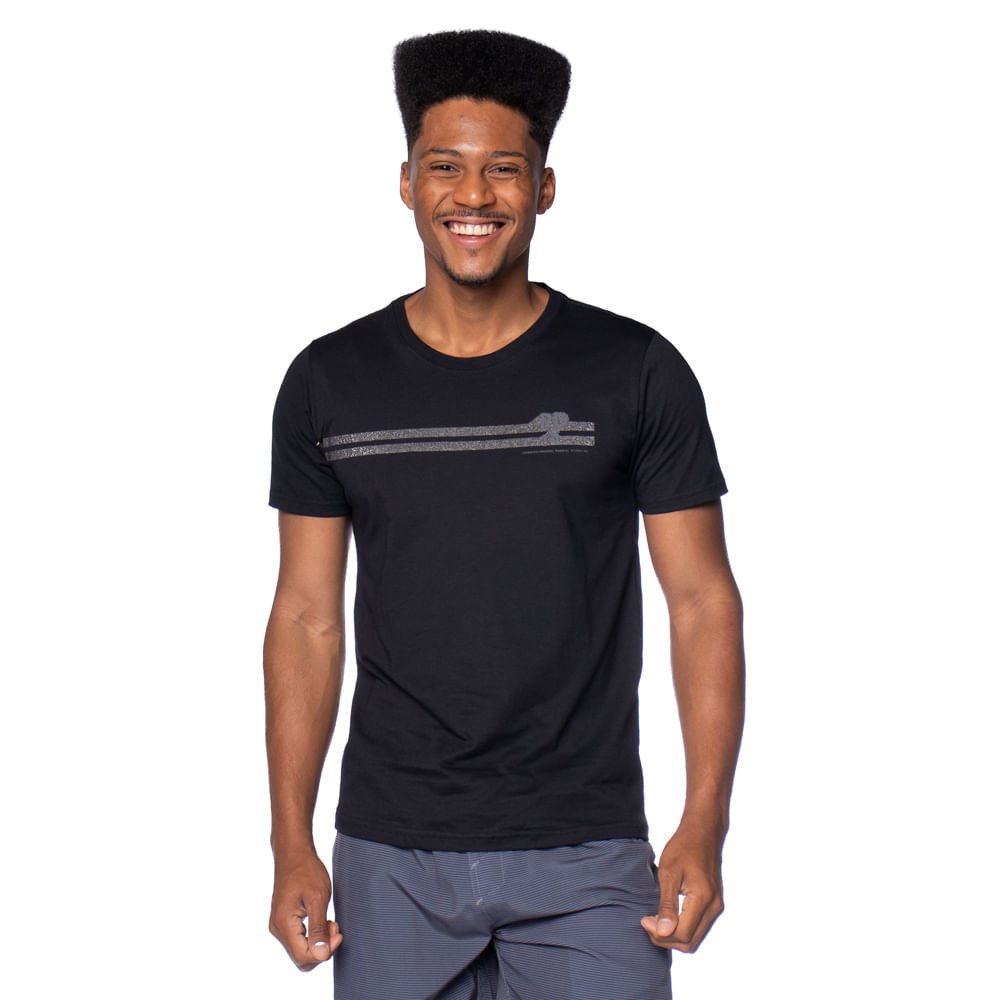 Camiseta Masculina Radical Style Estampa Listras Preto