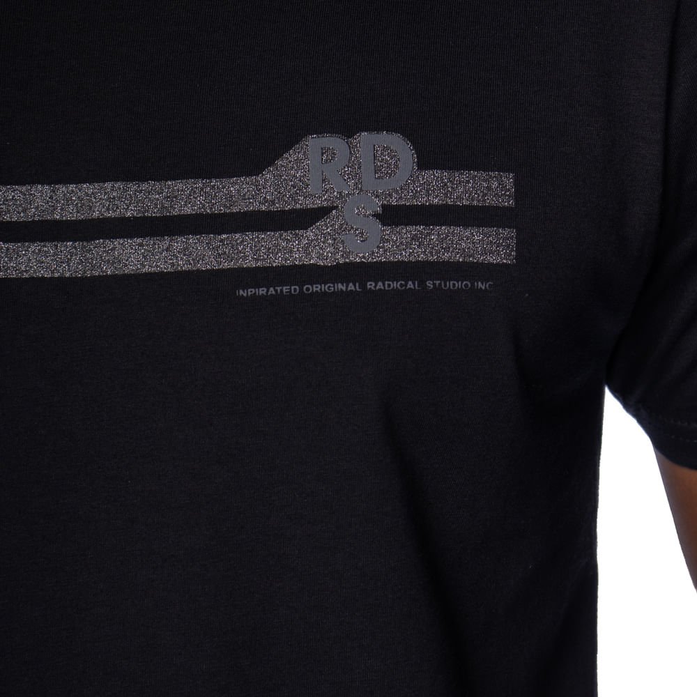 Camiseta Masculina Radical Style Estampa Listras Preto Preto 3