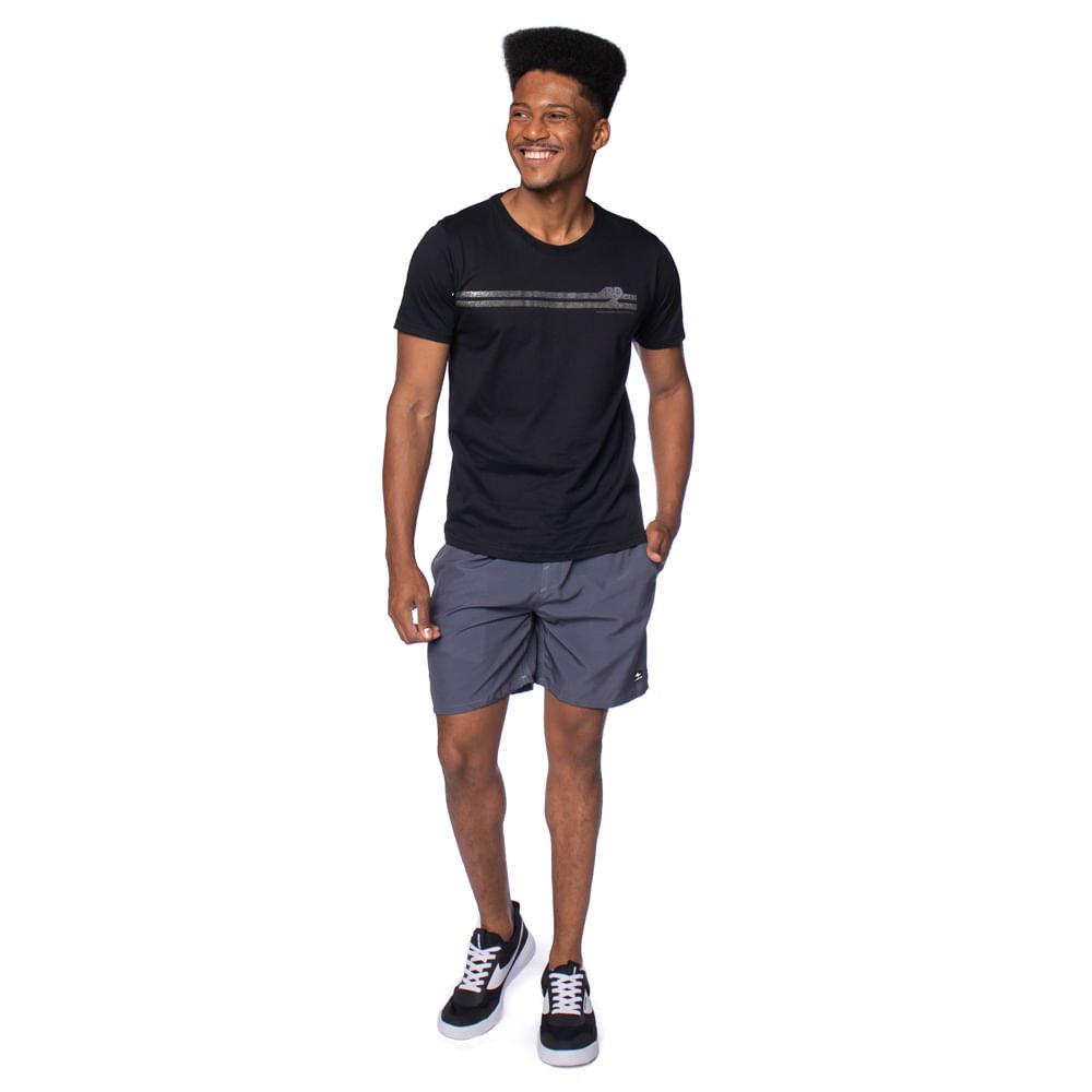 Camiseta Masculina Radical Style Estampa Listras Preto Preto 4