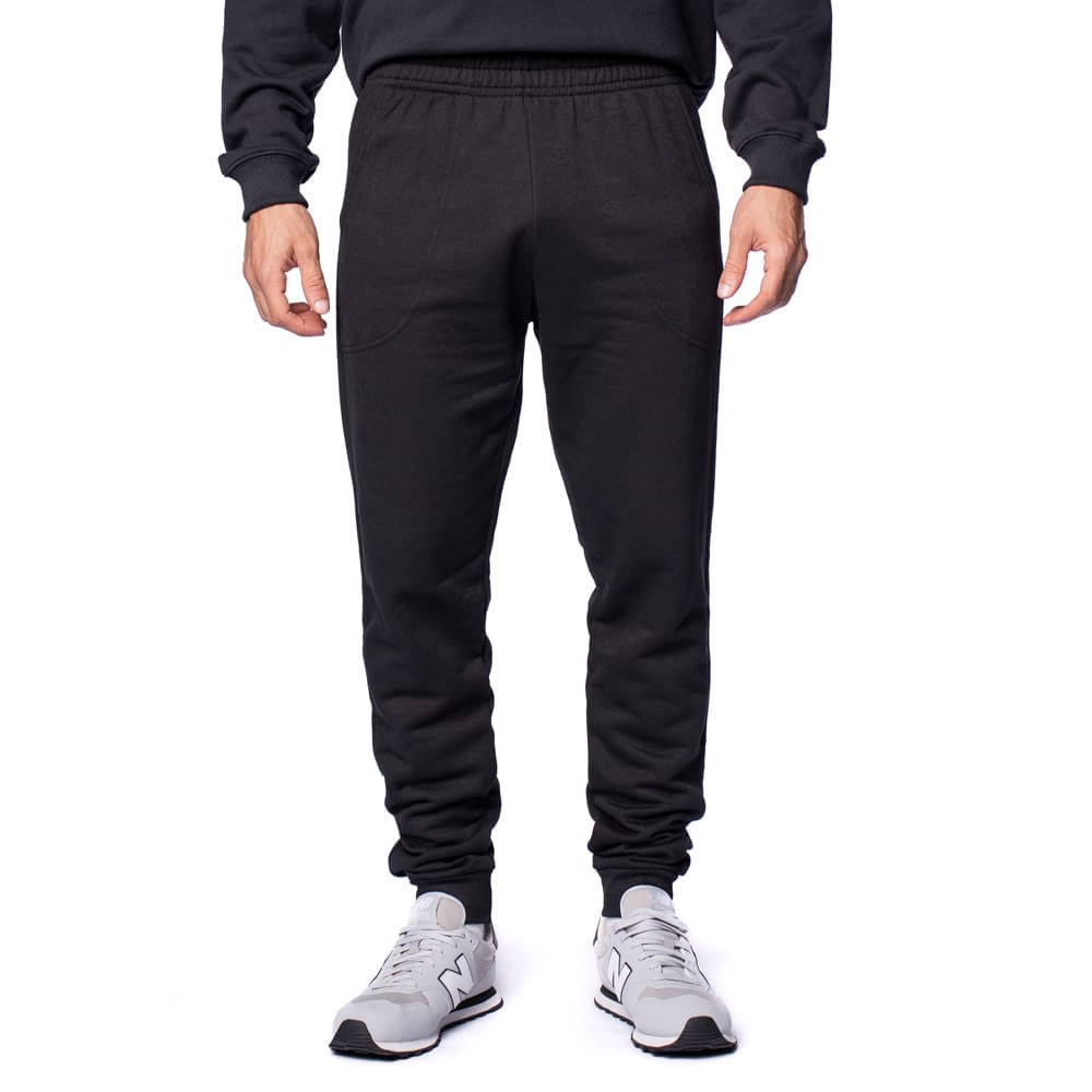 Calça Masculina Desayner Moletom Básica Preta