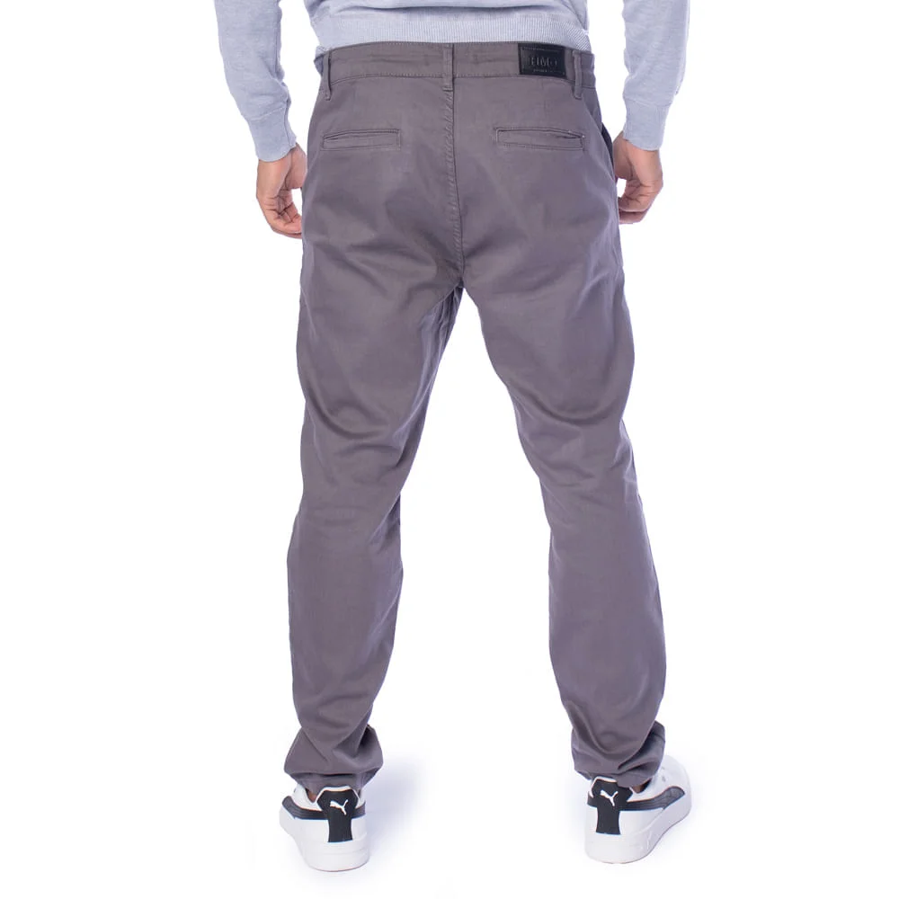 Calça Masculina HMO Sarja Ajustada Cintura Média Chumbo Chumbo 2