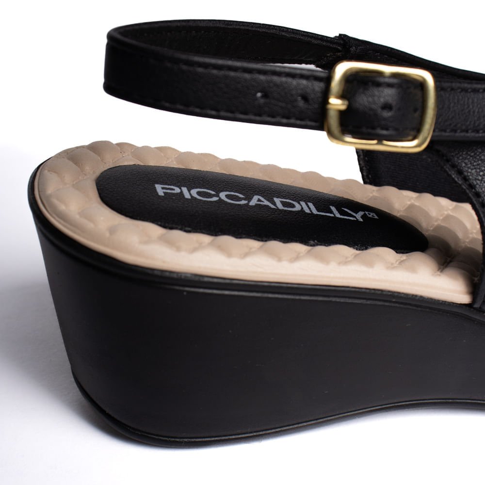 Sandália Feminina Piccadilly Slingback Wide Fit Preto Preto 6