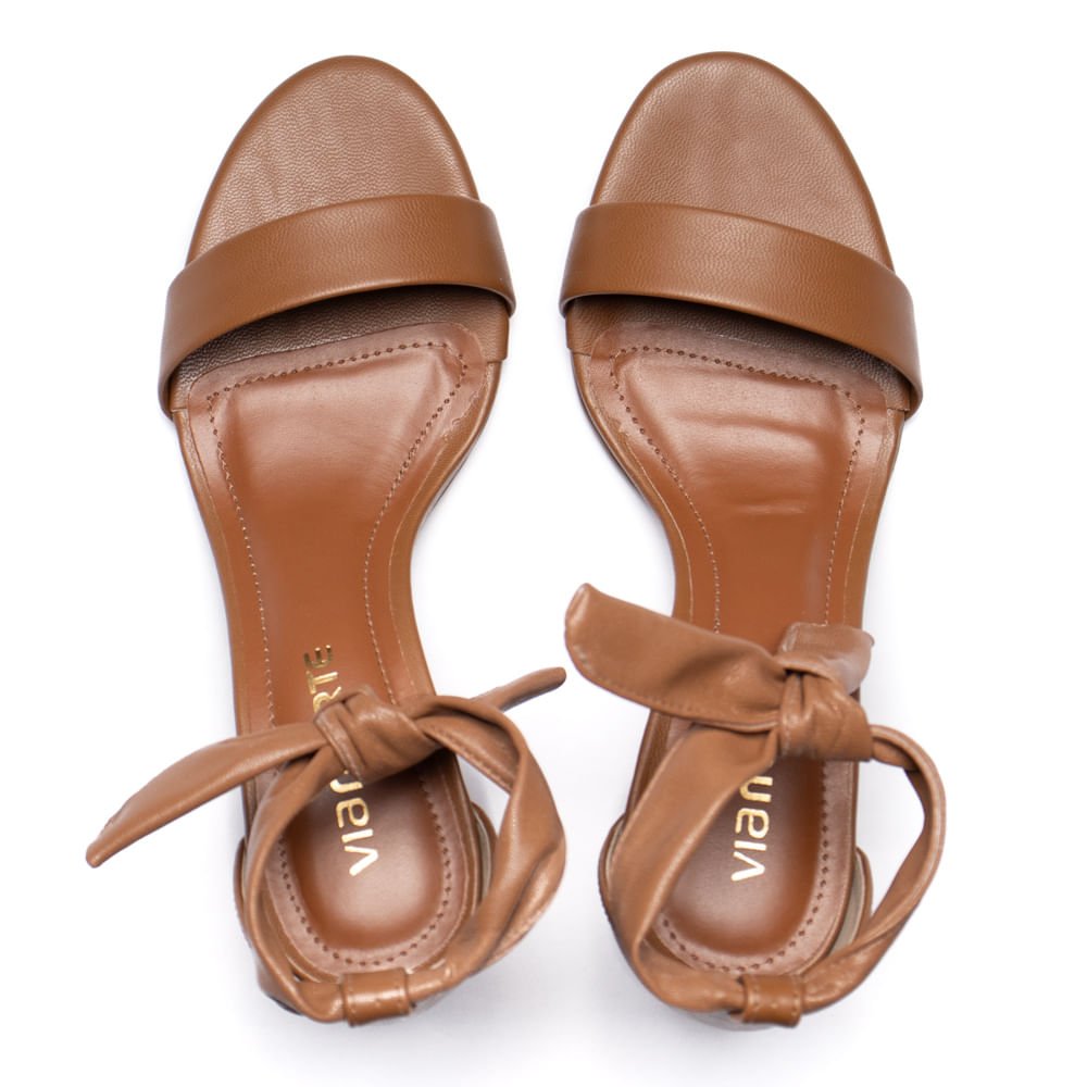 Sandália Feminina Via Marte Salto Bloco Marrom Claro Marrom Claro 4