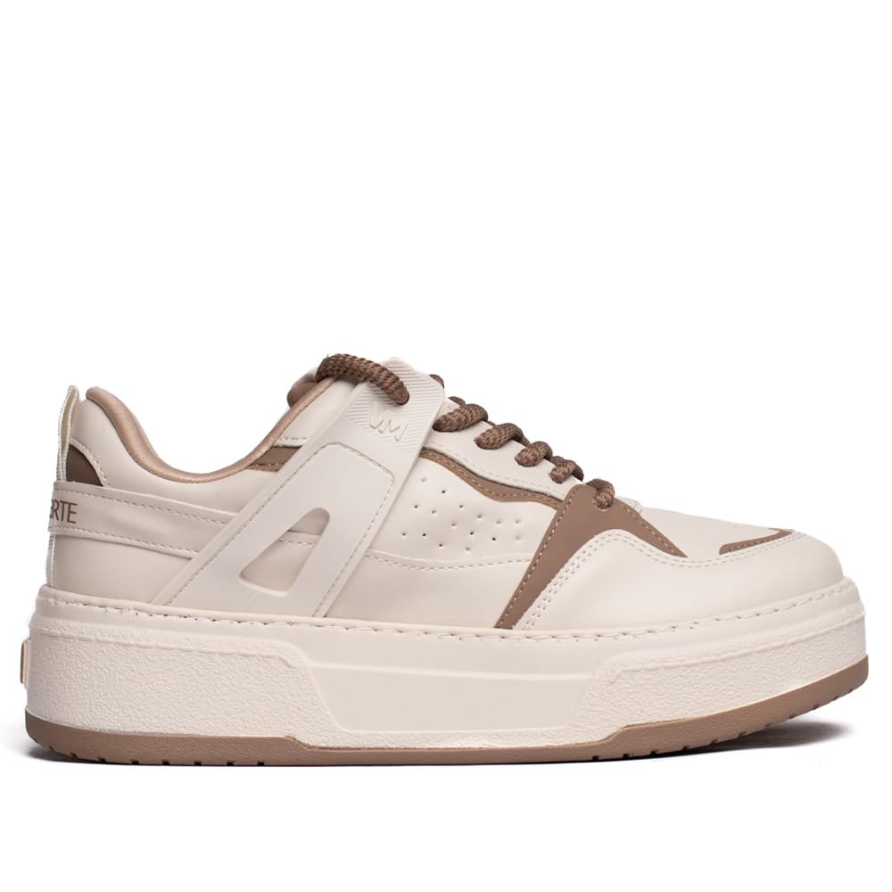 Tênis Feminino Via Marte Napa Bicolor Bege/Marrom
