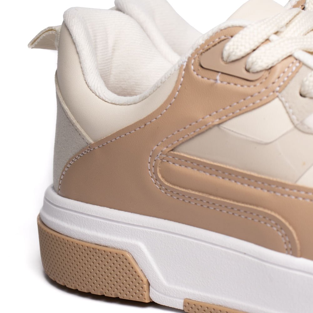 Tênis Feminino Vizzano Recortes Napa Camurça Branco/bege Branco/Bege 6